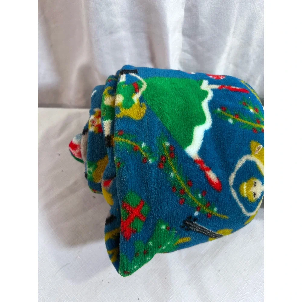 Holiday Tails Pet Throw 50x60 Blue Nutcracker Holiday Christmas Fleece Blanket